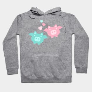 Pastel Flying Pigs in Love Hoodie